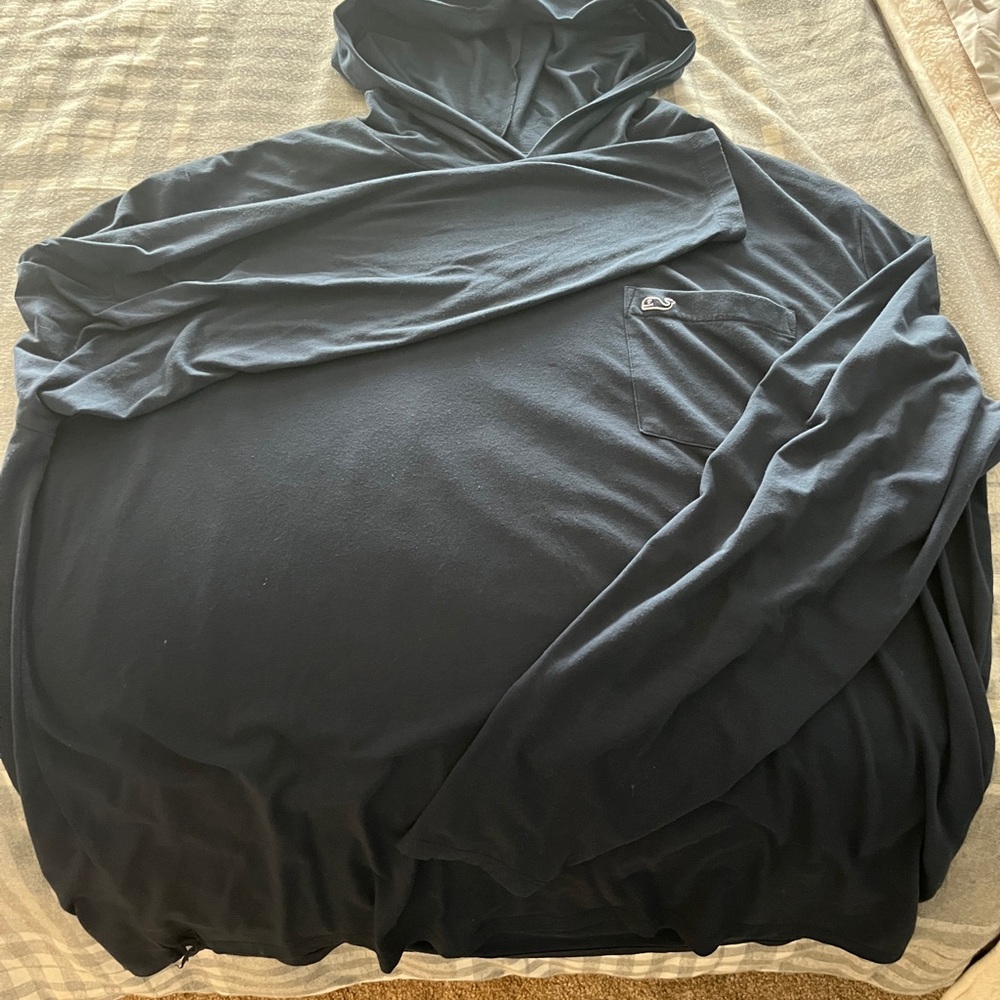 Vineyard Vines Navy Blue Hooded Long Sleeve Shirt Edgartown XL